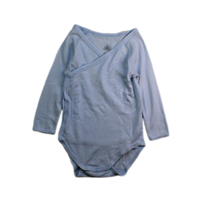 A Blue Long Sleeve Bodysuits from Petit Bateau in size 6-12M for boy. (Front View)