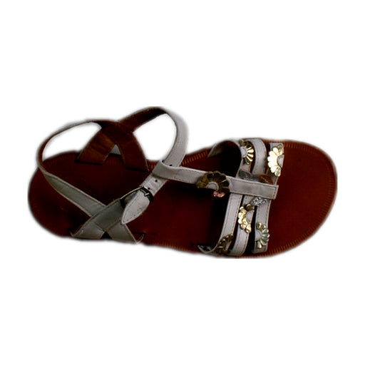 A Brown Sandals from Pom d’Api in size 9Y for girl. (Front View)