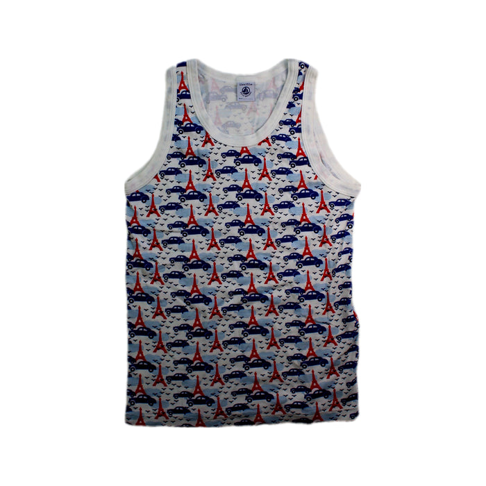 A White Sleeveless Shirts from Petit Bateau in size 12Y for boy. (Front View)