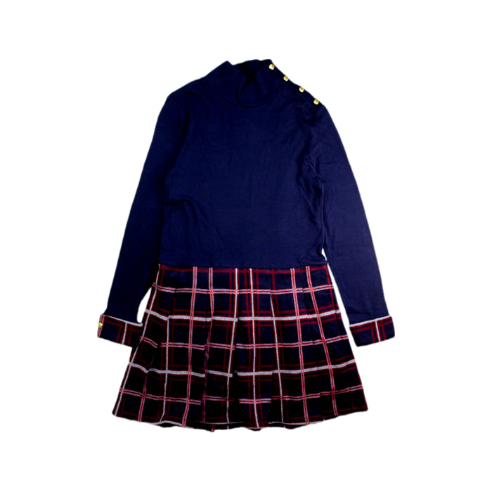 A Navy Long Sleeve Dresses from Petit Bateau in size 10Y for girl. (Front View)
