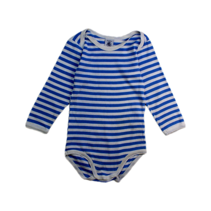 A Blue Long Sleeve Bodysuits from Petit Bateau in size 18-24M for boy. (Front View)
