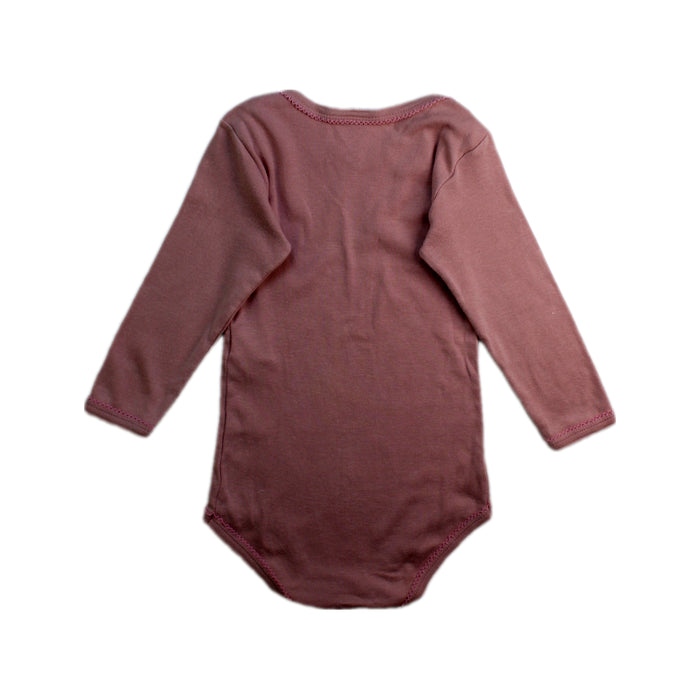 A Pink Long Sleeve Bodysuits from Petit Bateau in size 12-18M for girl. (Back View)