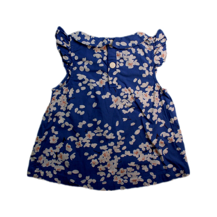 A Blue Sleeveless Tops from Petit Bateau in size 3T for girl. (Back View)