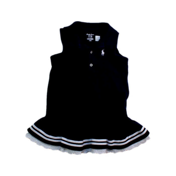 A Navy Sleeveless Dresses from Ralph Lauren in size 6-12M for girl. (Front View)