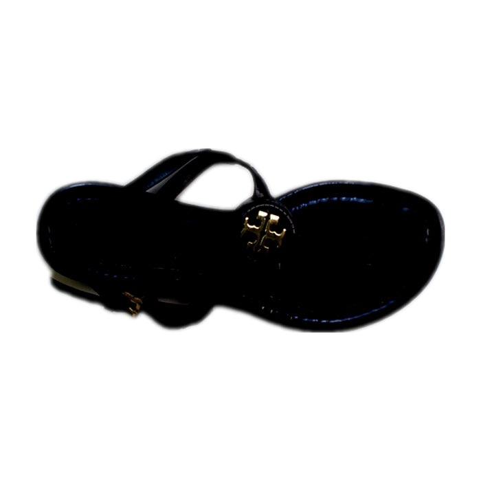 A Black Sandals from Tory Burch in size 11Y for girl. (Front View)
