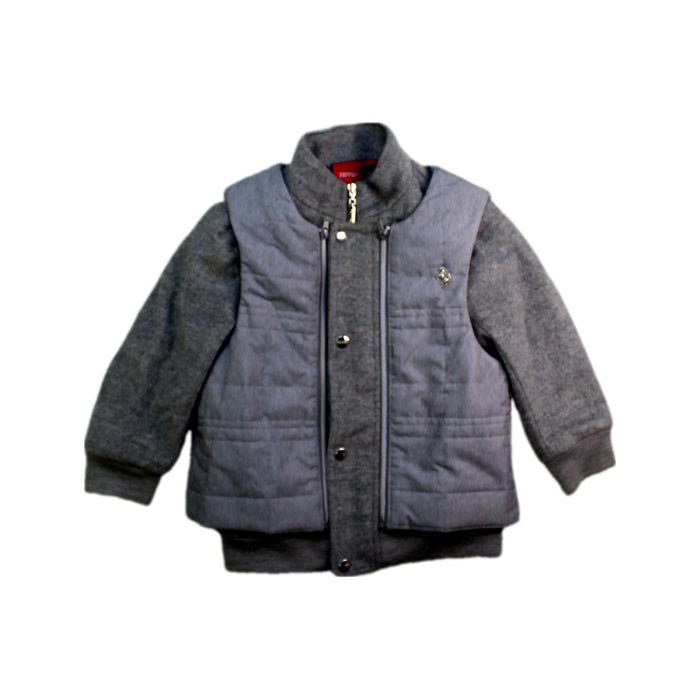 A Grey Puffer/Quilted Jackets from Ferrari in size 2T for boy. (Front View)