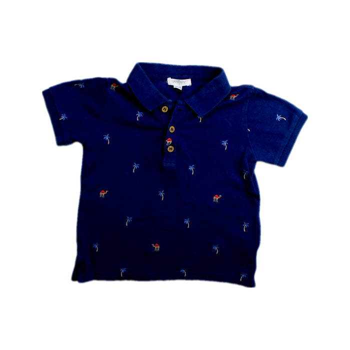 A Navy Short Sleeve Polos from purebaby in size 2T for boy. (Front View)