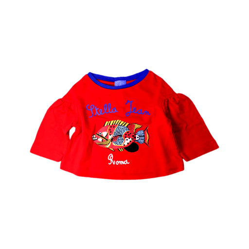 A Red Long Sleeve T Shirts from Stella Jean Kids in size 6T for girl. (Front View)