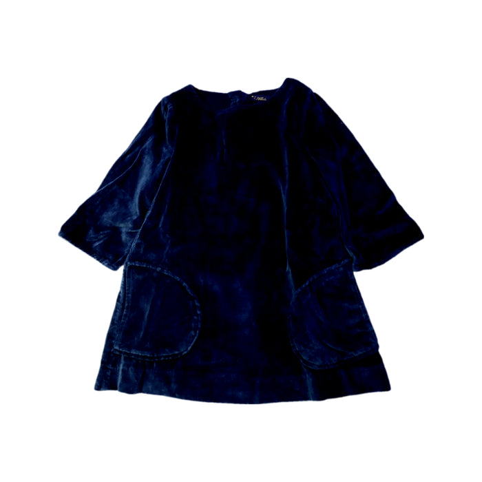 A Navy Long Sleeve Dresses from Velveteen in size 2T for girl. (Front View)