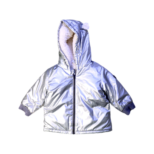 A Silver Puffer/Quilted Jackets from Petit Bateau in size 12-18M for neutral. (Front View)