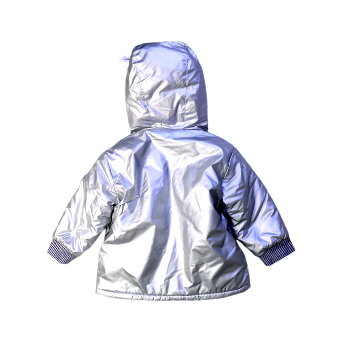 A Silver Puffer/Quilted Jackets from Petit Bateau in size 12-18M for neutral. (Back View)