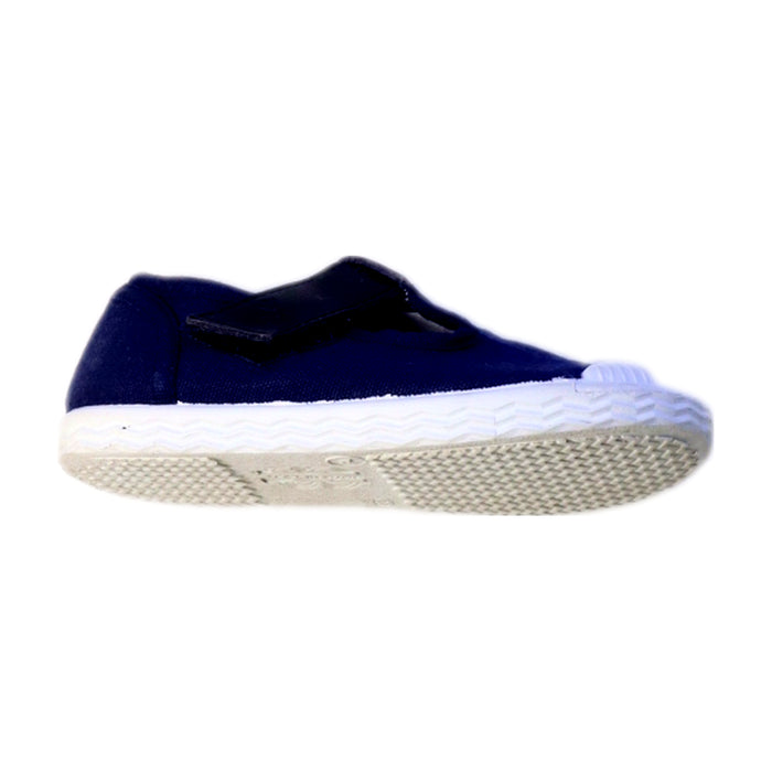 A Navy Flats from Jacadi in size 18-24M for girl. (Front View)