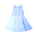 A Blue Sleeveless Dresses from Jacadi in size 6T for girl. (Front View)