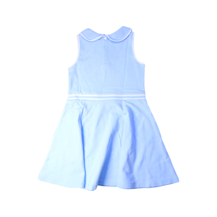 A Blue Sleeveless Dresses from Jacadi in size 6T for girl. (Back View)