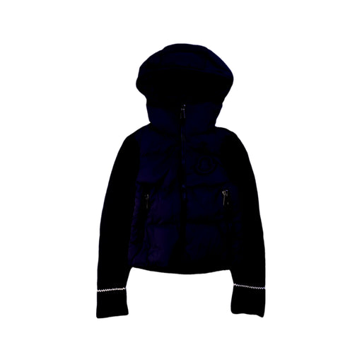 A Navy Puffer/Quilted Jackets from Moncler in size 6T for boy. (Front View)