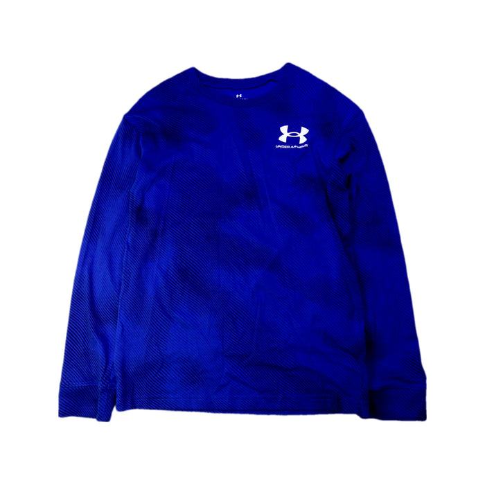 A Blue Long Sleeve T Shirts from Under Armour in size 10Y for boy. (Front View)