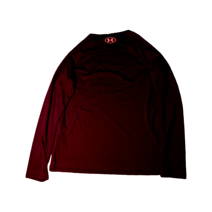 A Burgundy Long Sleeve T Shirts from Under Armour in size 10Y for boy. (Back View)