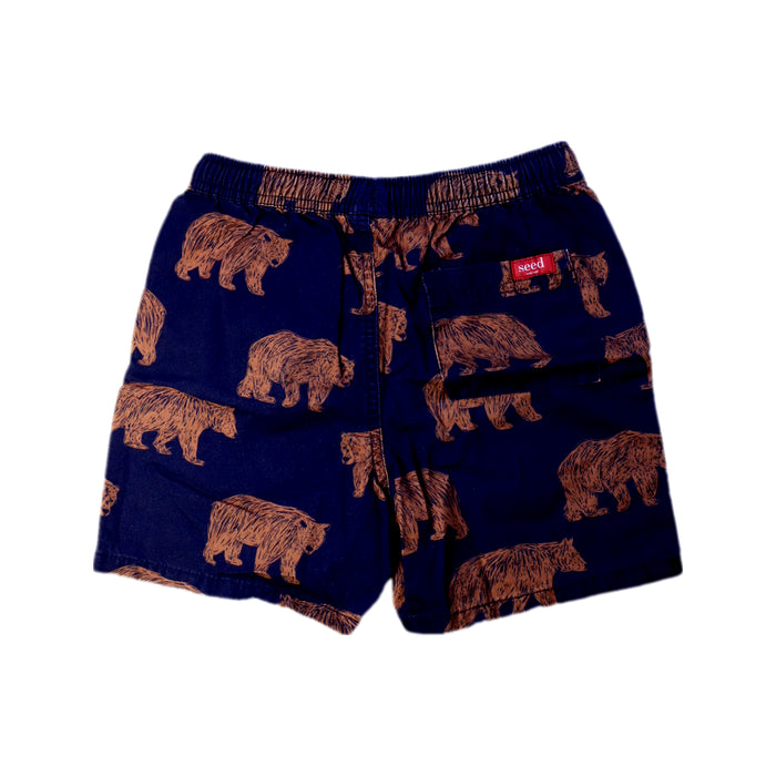 A Navy Shorts from Seed in size 7Y for boy. (Back View)