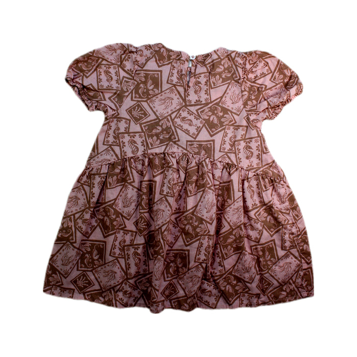 A Brown Short Sleeve Dresses from Seed in size 3T for girl. (Back View)