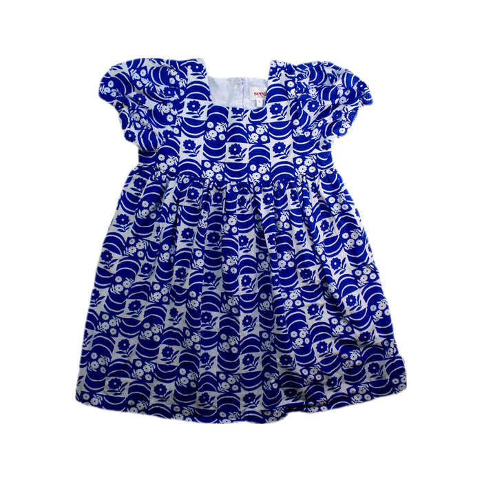 A Blue Short Sleeve Dresses from Seed in size 4T for girl. (Front View)