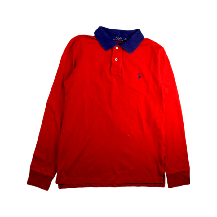A Red Long Sleeve Polos from Polo Ralph Lauren in size 14Y for boy. (Front View)