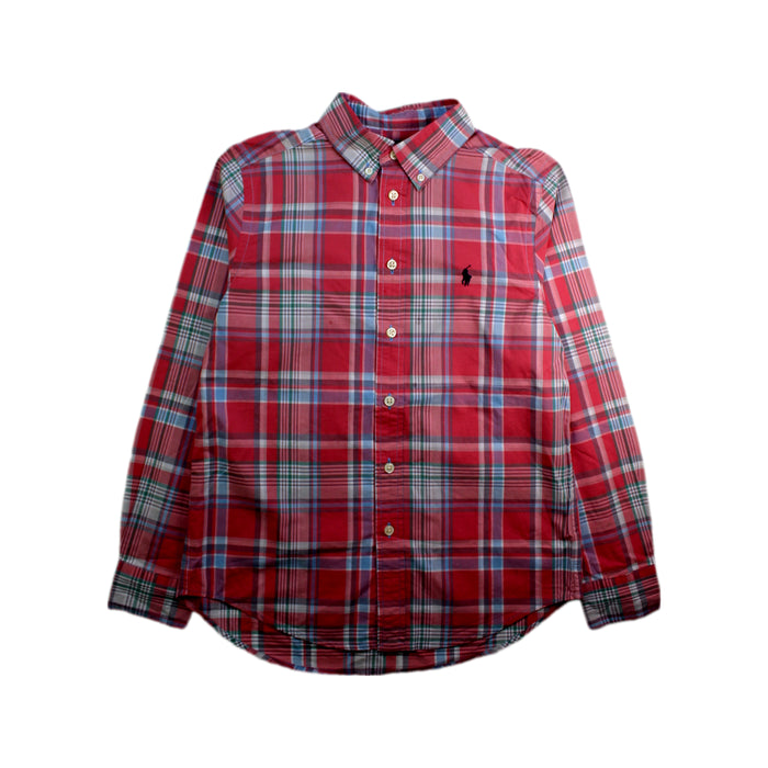 A Red Long Sleeve Shirts from Ralph Lauren in size 10Y for boy. (Front View)