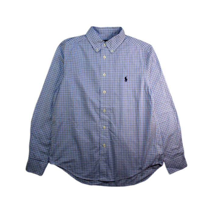 A Blue Long Sleeve Shirts from Ralph Lauren in size 10Y for boy. (Front View)