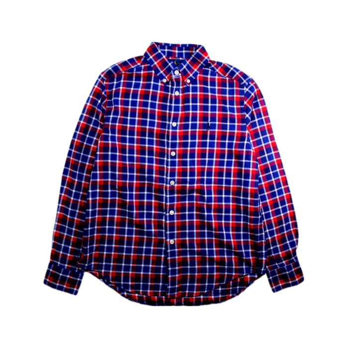 A Blue Long Sleeve Shirts from Ralph Lauren in size 10Y for boy. (Front View)