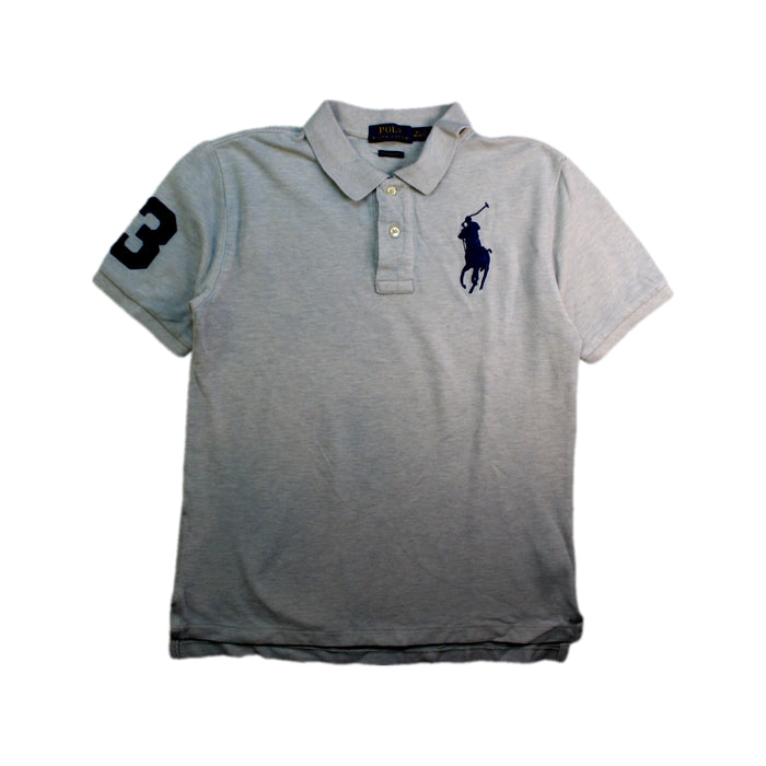 A Grey Short Sleeve Polos from Polo Ralph Lauren in size 10Y for boy. (Front View)