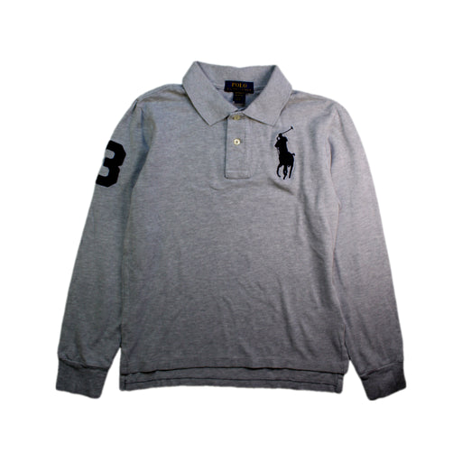 A Grey Long Sleeve Polos from Polo Ralph Lauren in size 10Y for boy. (Front View)