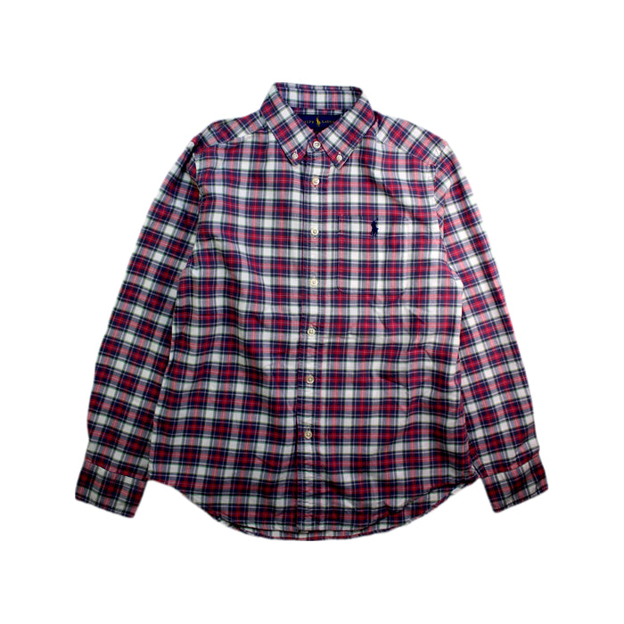 A Red Long Sleeve Shirts from Ralph Lauren in size 10Y for boy. (Front View)