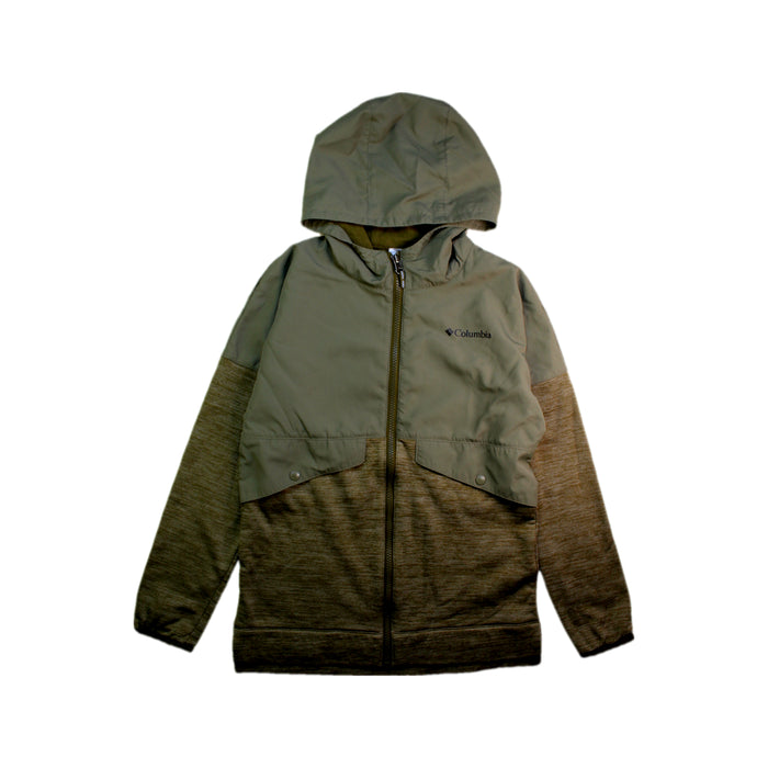 A Green Lightweight Jackets from Columbia in size 10Y for boy. (Front View)
