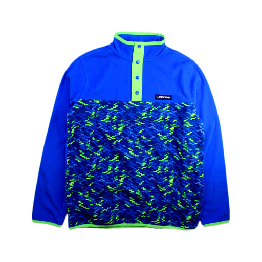 A Blue Buttoned Sweatshirts from Lands' End in size 10Y for boy. (Front View)