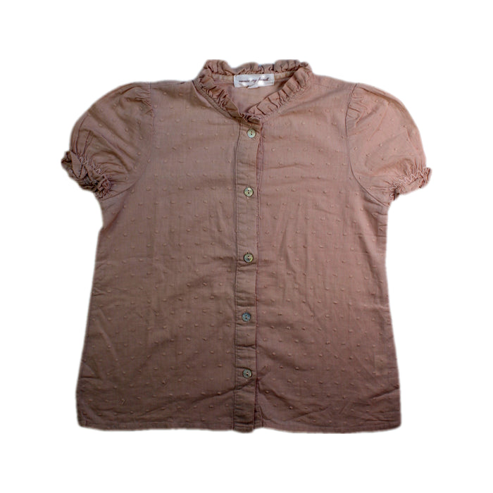 A Peach Short Sleeve Shirts from Excuse My French in size 6T for girl. (Front View)