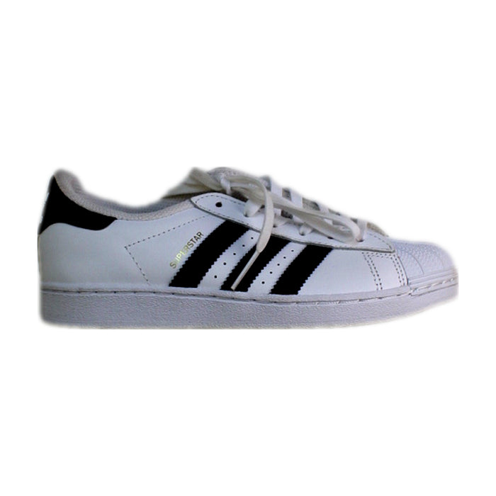 A White Sneakers from Adidas in size 10Y for girl. (Front View)