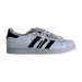 A White Sneakers from Adidas in size 10Y for girl. (Front View)