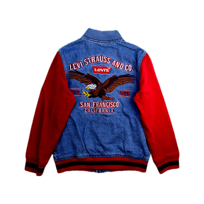 A Blue Lightweight Jackets from Levi's in size 7Y for boy. (Back View)