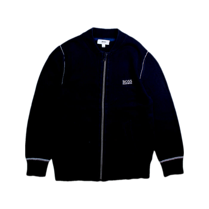 A Black Zippered Sweatshirts from Boss in size 8Y for boy. (Front View)
