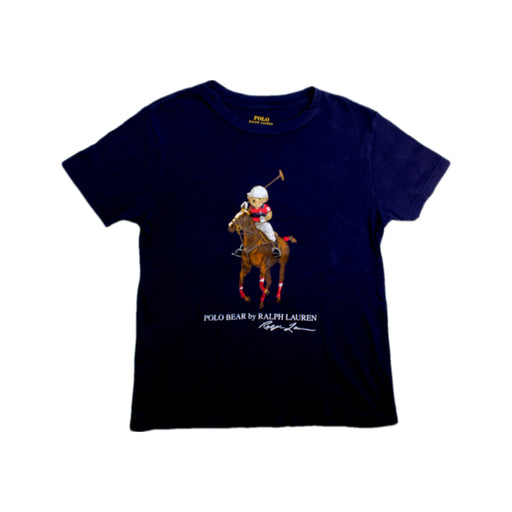 A Navy Short Sleeve T Shirts from Polo Ralph Lauren in size 6T for boy. (Front View)