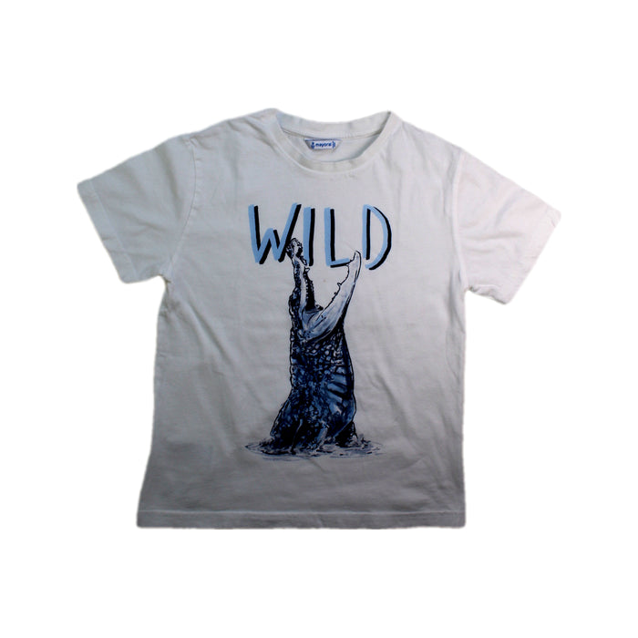 A White Short Sleeve T Shirts from Mayoral in size 8Y for boy. (Front View)