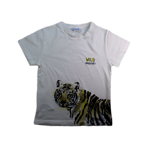 A White Short Sleeve T Shirts from Mayoral in size 8Y for boy. (Front View)