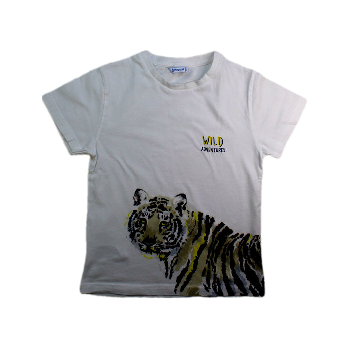 A White Short Sleeve T Shirts from Mayoral in size 8Y for boy. (Front View)
