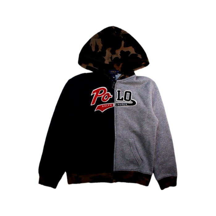 A Grey Hooded Sweatshirts from Polo Ralph Lauren in size 7Y for boy. (Front View)