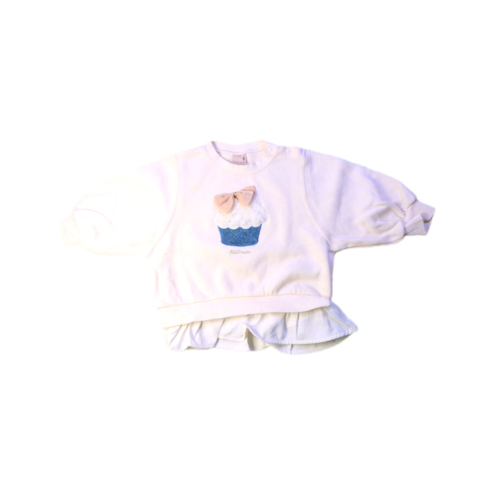 A White Crewneck Sweatshirts from Petit Main in size 12-18M for girl. (Front View)