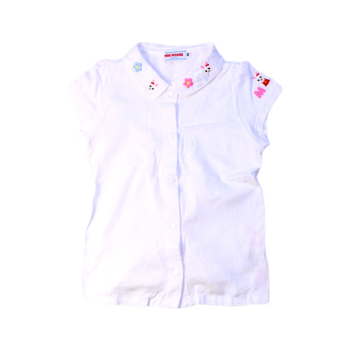 A White Short Sleeve Shirts from Miki House in size 18-24M for girl. (Front View)