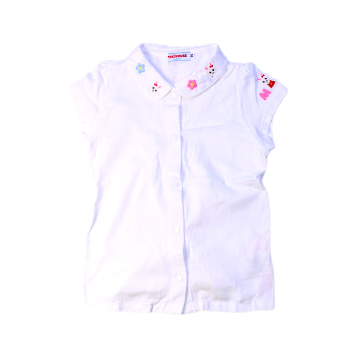 A White Short Sleeve Shirts from Miki House in size 18-24M for girl. (Front View)