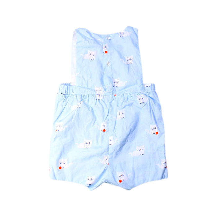 A Blue Sleeveless Rompers from Jacadi in size 3-6M for girl. (Back View)