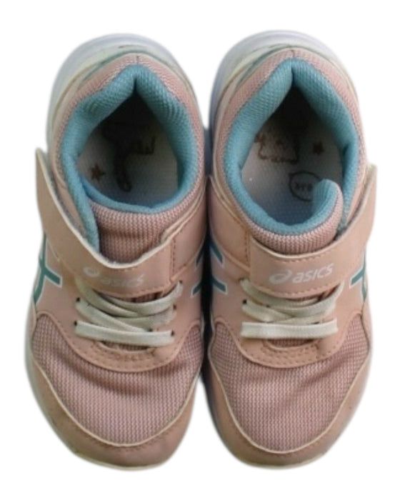 A Pink Sneakers from ASICS in size 4T for girl. (Back View)