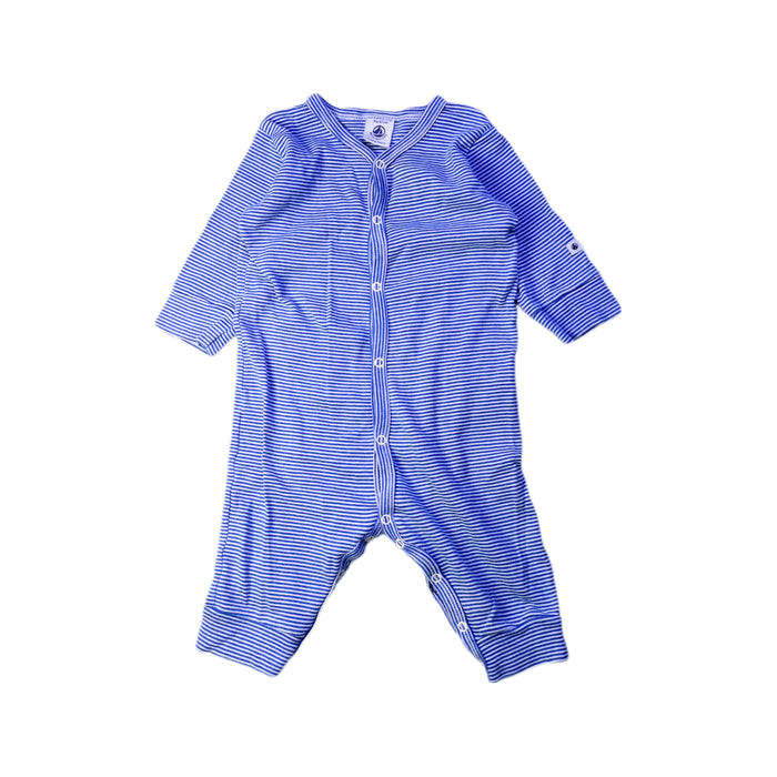 A Blue Long Sleeve Rompers from Petit Bateau in size 3-6M for boy. (Front View)