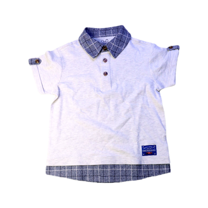 A White Short Sleeve Polos from Chickeeduck in size 4T for boy. (Front View)